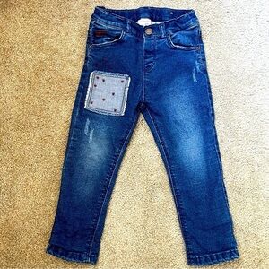 Zara Baby Girls Blue Denim Patchwork Jeans Size 2/3